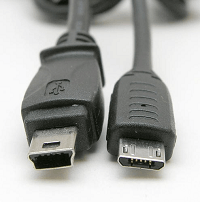 mini USB(左) と micro USB(右)のコネクター形状